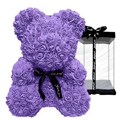 Valentines Day Gift 40cm Red Rose Bear Rose Flower Artificial Decoration Christmas Gifts Flower Bear