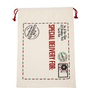 Wholesale Personalized Pattern Canvas Santa Sack, European 100 % Natural Cotton Fabric Christmas Gift Bag