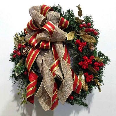 Outdoor Luxury Xmas Target Red Bows Green Artificial Flowers Wreaths