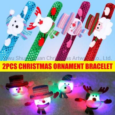 Newly Xmas Slap Circle Bracelet Wrist Band Christmas Slap Band with LED Light