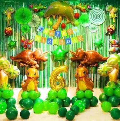 Metallic Foil Fringe Green Curtain Backdrop Photo Booth Jungle Dinosaur Jurassic Forest Hawaiian Party St Patrick Day Decoration