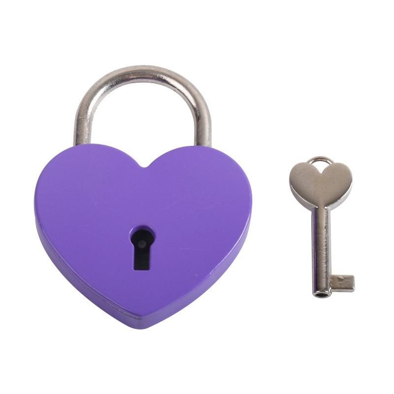 Color Painted Heart Shaped Love Padlock Holiday Cute Gift for Warm Wish Key Padlock