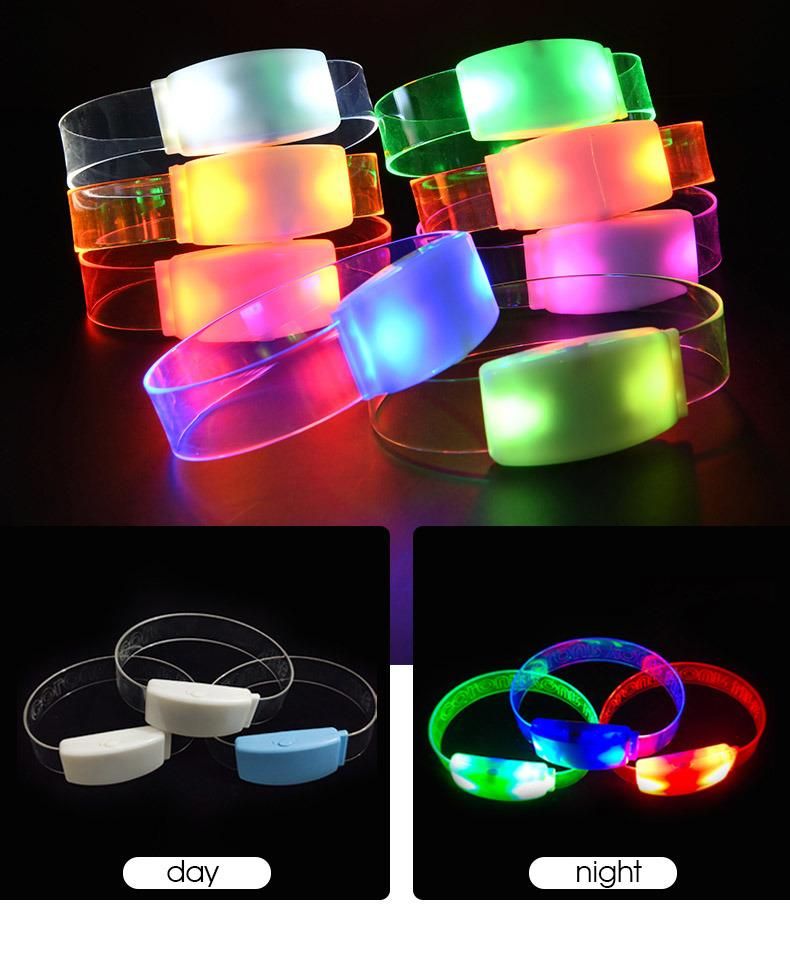 Custom LED Glow in The Dark Bracelet Flash Lighting Concert Wristband