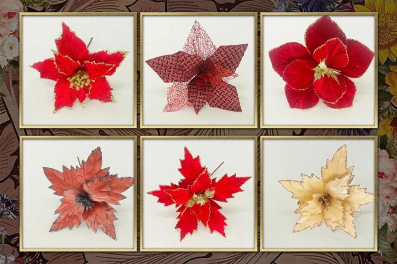 New Design Artificial Simulation Christmas Flowers for Home Decoration