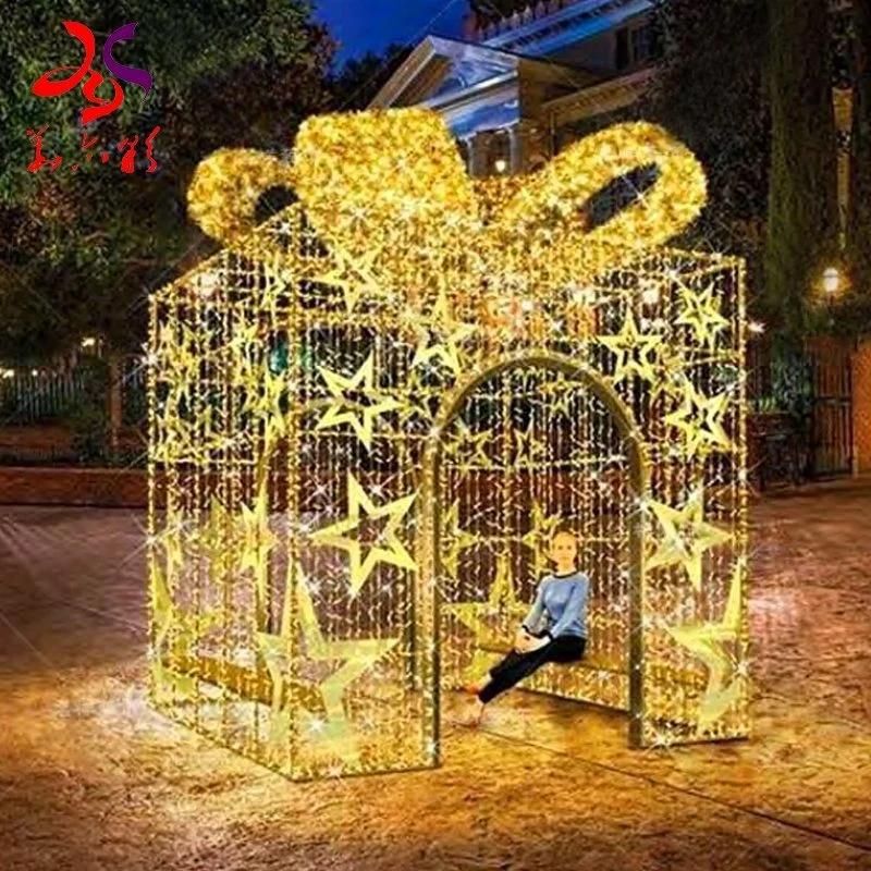 Outdoor Giant LED Christmas Decoration 2D LED Gift Motif Lights