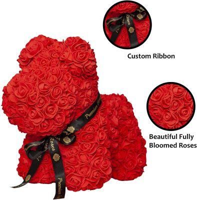Artificial PE Roses Dog 16 Inches, Rose Teddy Bear, Romantic Gift Box Flower Bear Perfect for Birthday&prime;s Valentines Premium Eternal Rose&#160;