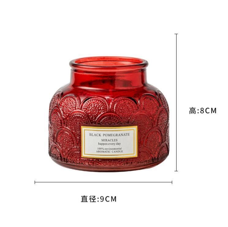 Wholesale Mult-Colored Glass Candle Jar Emboss Flower Candle Holder