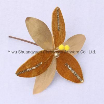 New Design Gold Fabric Artificial Christmas Flower