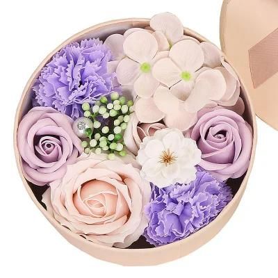 Soap Flower Boxes Round Gift Box Soap Flower for Valentine&prime; S Day, Mother&prime; S Day, Christmas