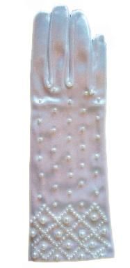 Fashion Lady Wedding Gloves with Pearl Decoration (JYG-29312)