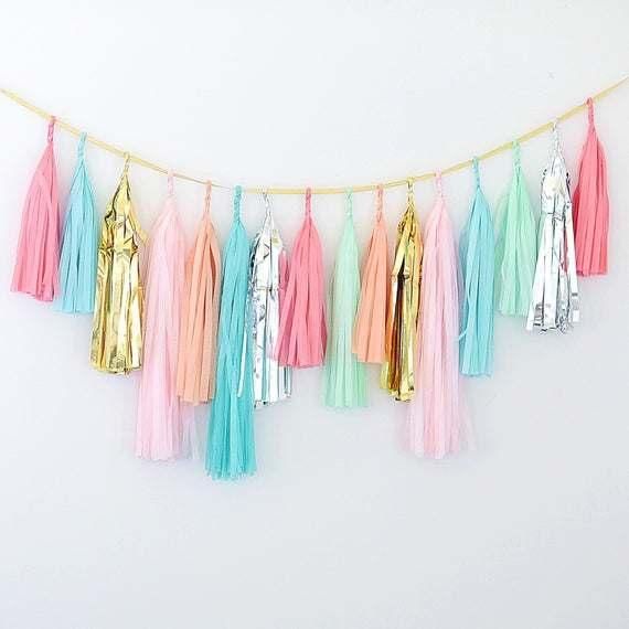 Party Supplies Paper Decorations Happy Birthday Banner Bunting Star Garland Tissue Paper Tassel Garland Party Set