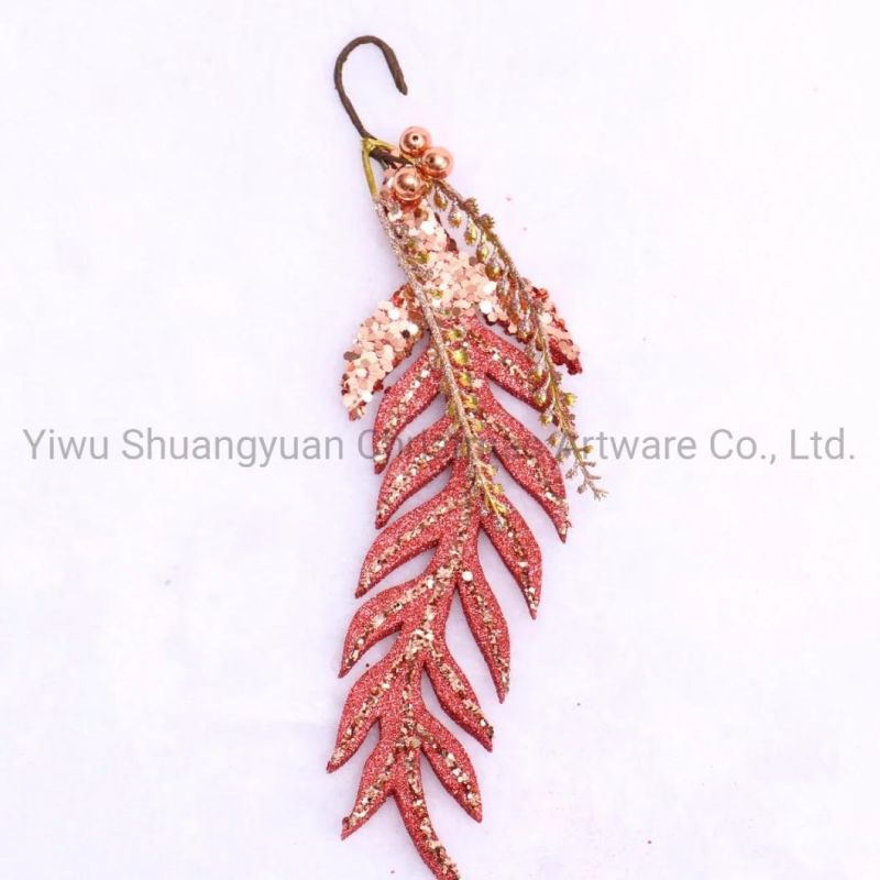 Champagne Glitter Leaf Garland for Christmas Tree Decoration Christmas Tree Leaf