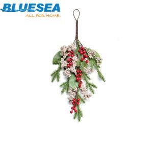 Christmas Wall Hanging 50cm Small Red Fruit PE Upside Down Tree Decoration