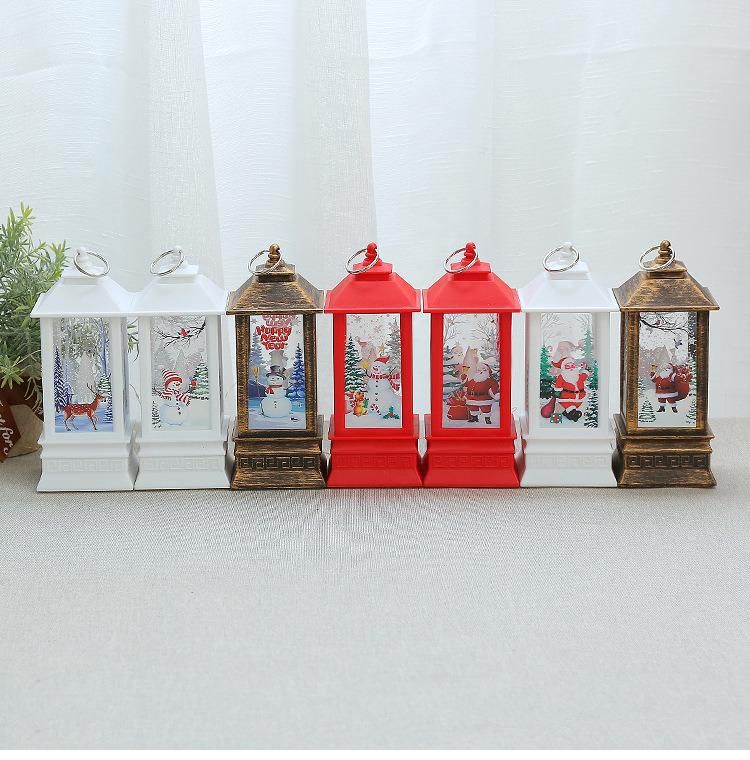 Christmas Decoration Home Lighted Christmas Santa Snowman Lantern with Battery Operate