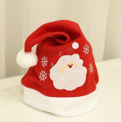 Gift Crafts Factory Custom New Design Red Felt Christmas Cap Santa Hat with Logo