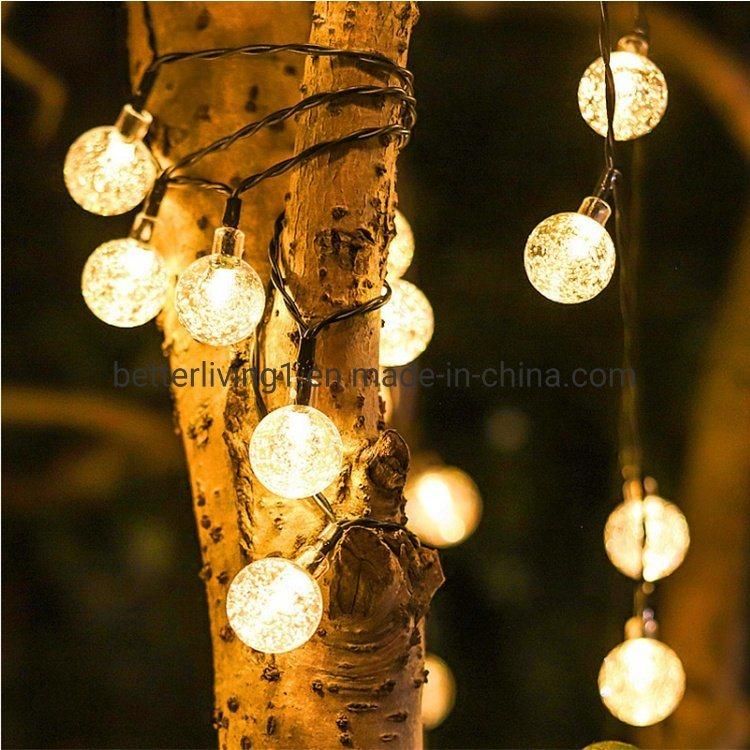 Garden Decor 30 Bulbs 6.5m Waterproof Christmas Outdoor Decor Flexible Round Fairy Solar Powered LED String Light