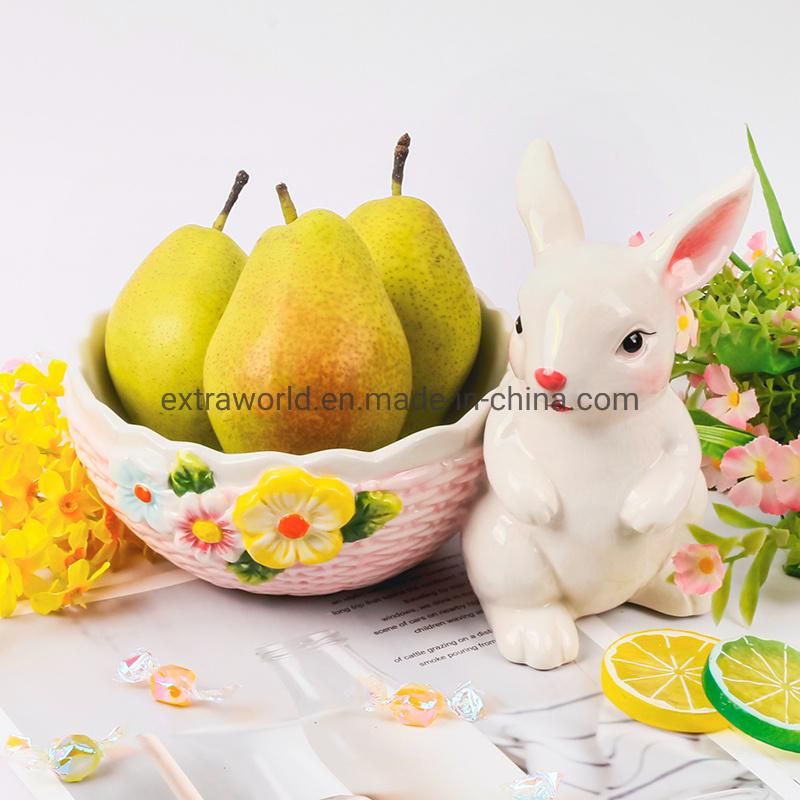 Dining Table Ceramic Rabbits Decorative Children Bowl Wholesale Small Creative Porcelain Cartoon Kitchenware for Easter