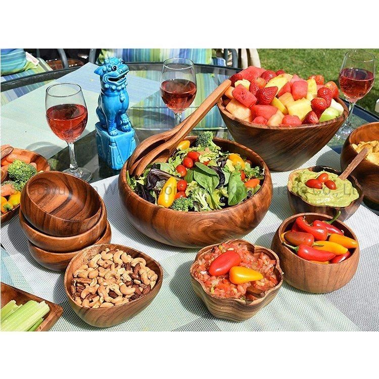 Small Bamboo Wood Salad Bowl of Christmas Party Kitchenware