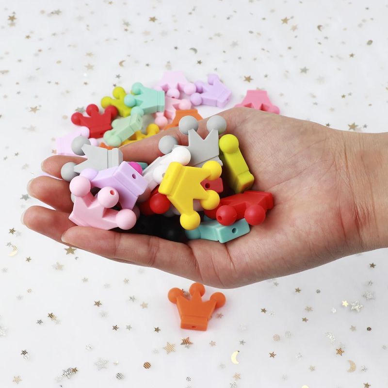 Silicone Crown Beads BPA Free Silicon Teething Beads Baby Chew Teething Necklace DIY Pacifier Clips Accessory