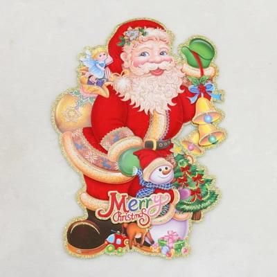 28cm Christmas Santa Claus with Snowman Wall Sticker