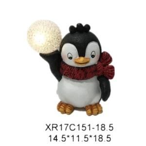 Factory Wholesale Polyresin Craft Resin Christmas Gift Penguin LED Light