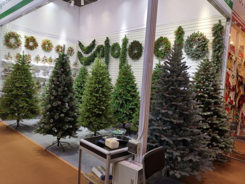 210 Cm Green PE and PVC Mixed Hinged Christmas Tree with Snow Home Decoration Christmas Gift