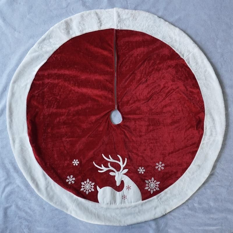 Red Color Printed 47" Snowflake Christmas Tree Skirt