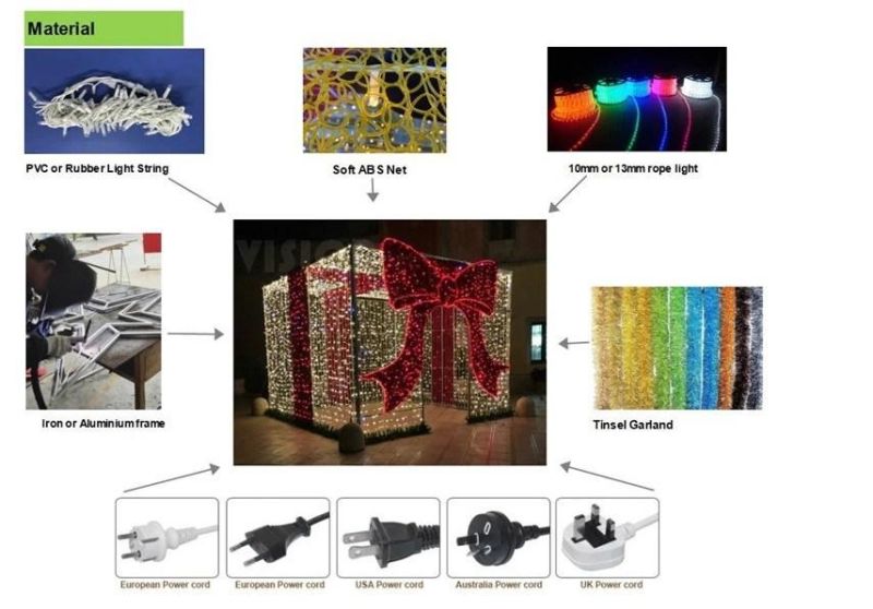 Vision Decor 3D LED Gift Box Golden Christmas Decoration Lights