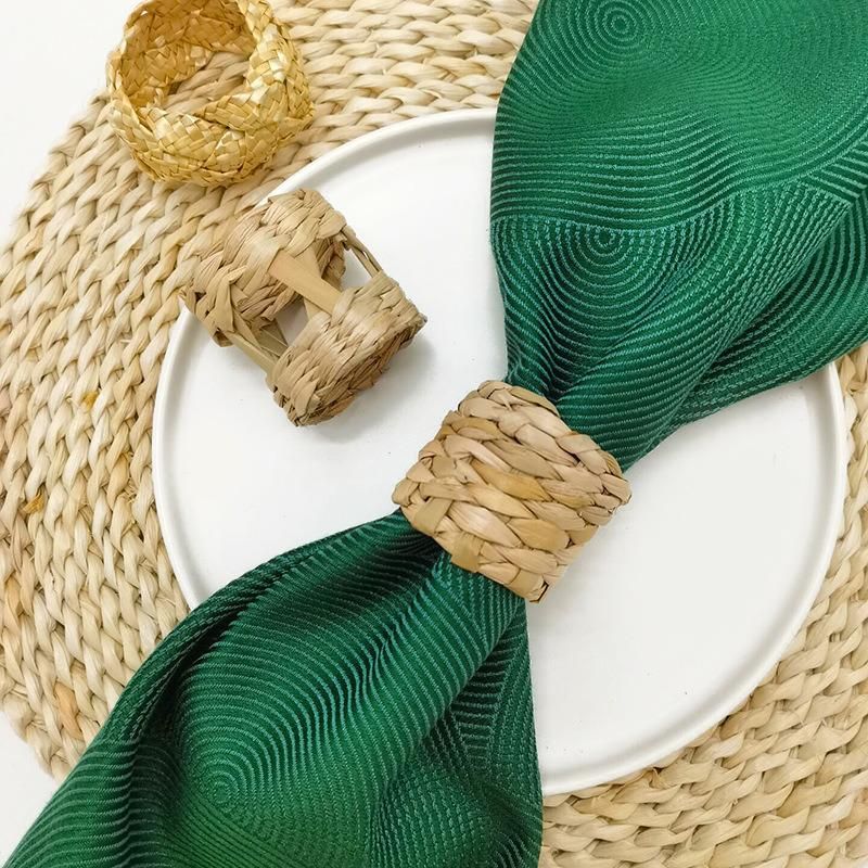 OEM Western Style Hotel Round Ring Wood Straw Napkin Towel Buckle