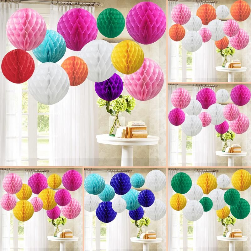 Wholesale Colorful Round Tissue Paper Honeycomb Balls Paper Flower Ball