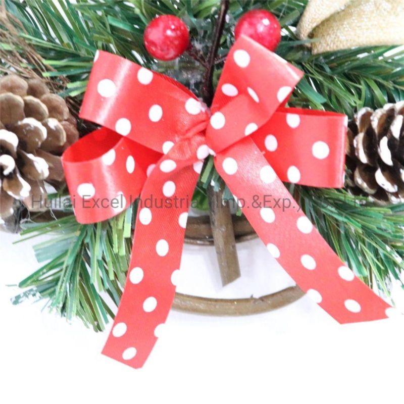 30cm Christmas Rattan Wreaths Hanging Garland Pinecone Rattan Tree Wreath