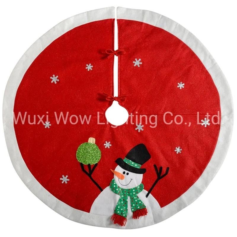 Snowman Christmas Tree Skirt Decoration, 122 Cm - Large, Red/White