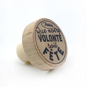 Customized Printed Logo Luxury Wooden Bar Top Cap T Shape Wine Bottle Stopper
