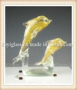 Animal Yellow Dolphin Glass Craft for Display
