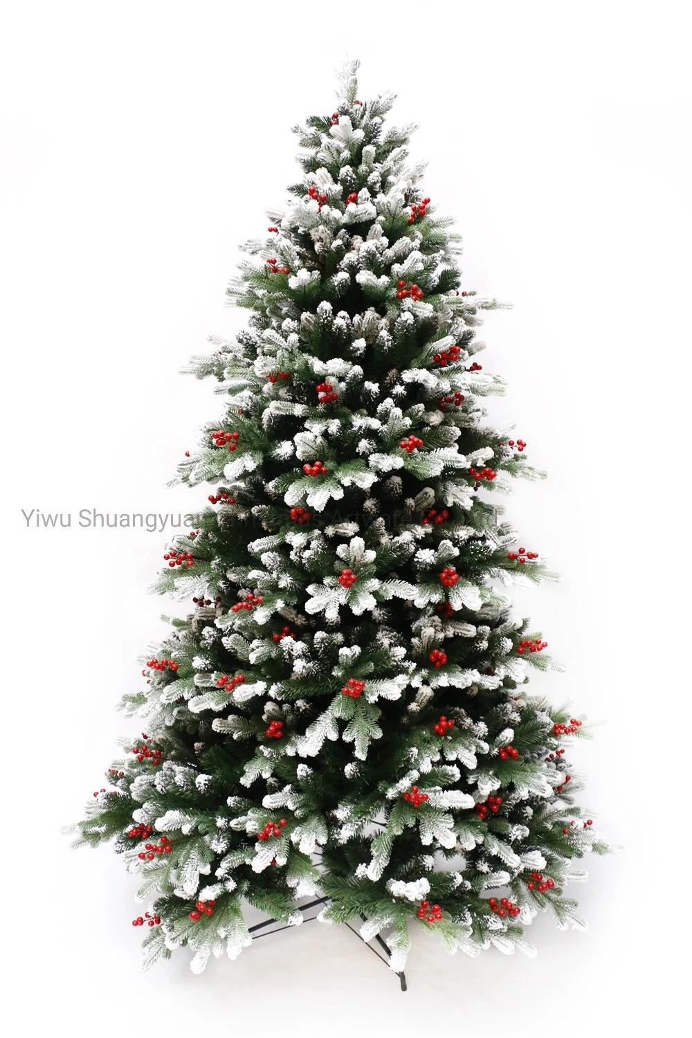 Yiwu BSCI Factory Whole Sale High Class Snow Flocked Green PVC / PE Mixed Artificial Christmas Tree