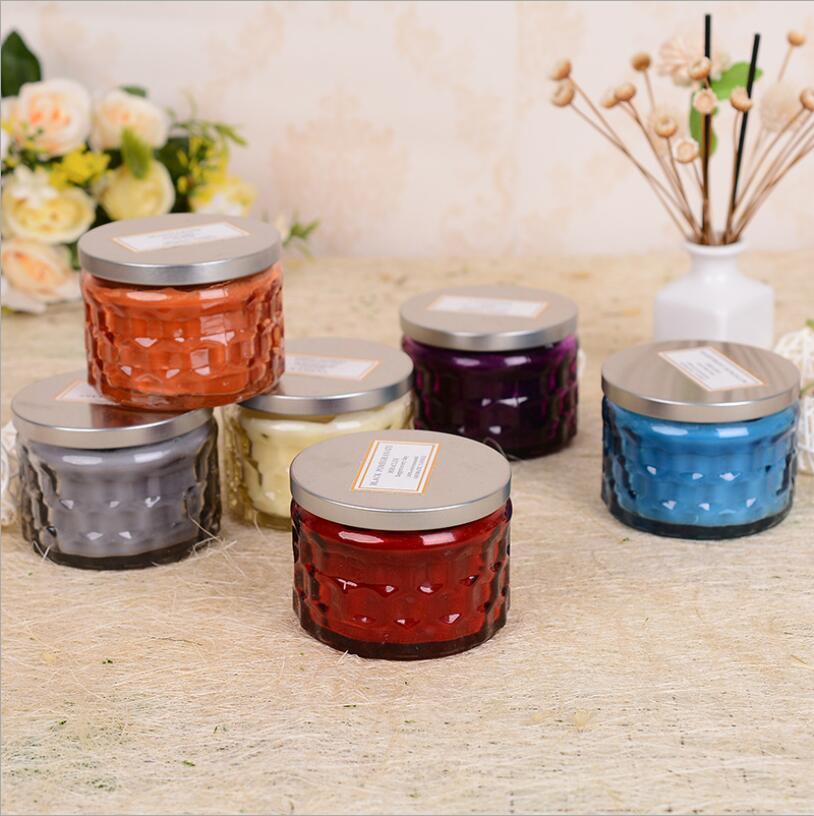 Glass Candle Jar Printed Empty Glass Candle Jar Metal Lid Glass Candle Jar for Candle Making