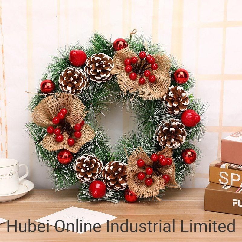 China Artificial 50cm Christmas Door Wreath Home Christmas Decoration Wreath