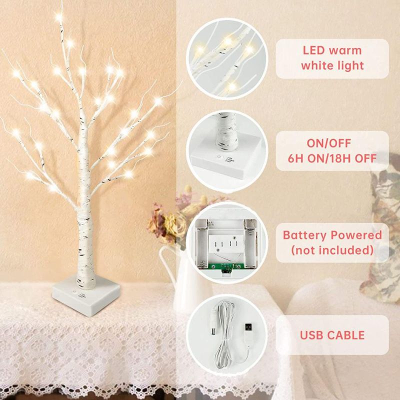 Hot Selling Easter Warm Light Birch Simulation Tree Birch LED Lamp Hanging Ornament Christmas Interior Decoration Easter Egg Ornament Holiday Easter Lamp