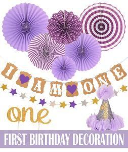 Umiss 1st Baby Girl Birthday Party Decoration Kit Paper Decorations