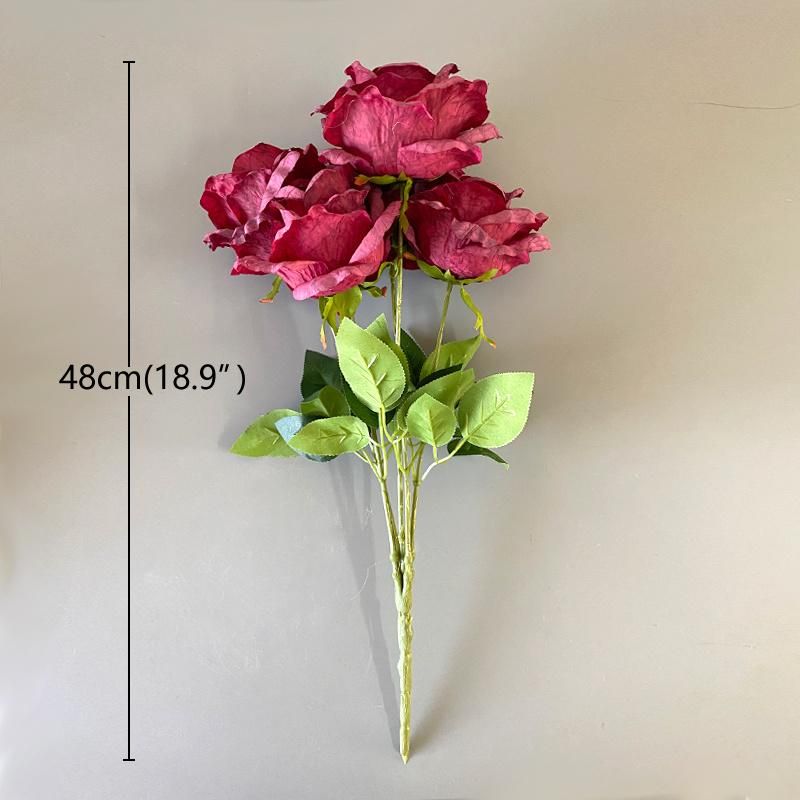 Hot Sale Quality Silk 5heads Rose Flower Silk Rose Flower Bouquet for Wedding Decoration