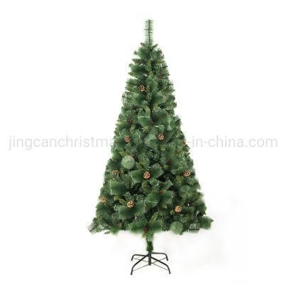 210cm Artificial Pine Needle Mixed PVC Hinged Christmas Tree