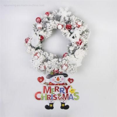 Hanging Door Decoration PVC Christmas Wreath with Foam White Snow