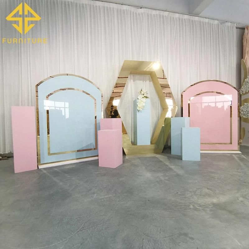 2021 New Design Gold PVC Wedding Decoration Backdrop Events Party Decor Cylinder