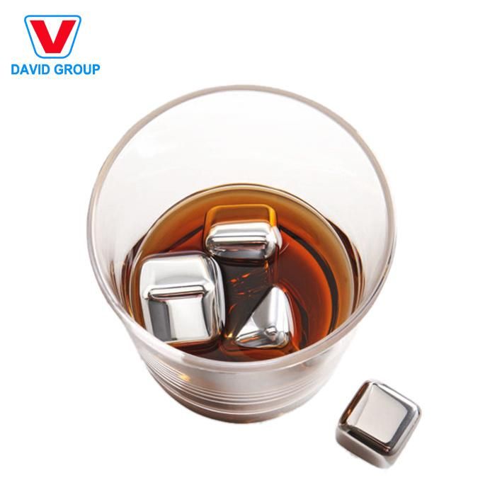 Top Seller Engraved Gold Chilling Stone Sustainable Ecofriendly Stainless Steel Whiskey Stone Ice Cube Wine Coolers