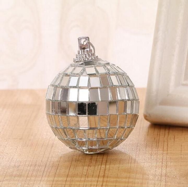 Disco Silver Mirror Glass Glitter Reflective Christmas Thunder Ball