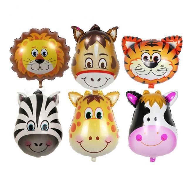 Custom Cartoon Jungle Animal Head Shape Party Decoration Foil Balloons