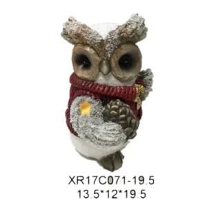 Quanzhou Factory Sales Resin Craft Christmas Owl&#160; LED Light&#160;