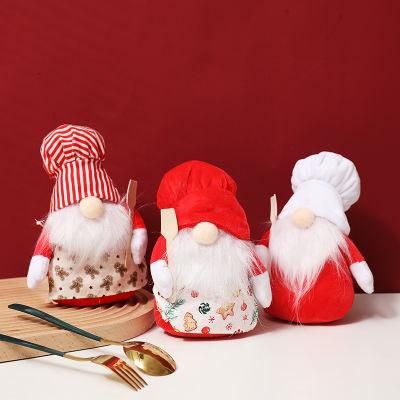 Christmas Decorations Cross Border New Little Chef Rudolph Faceless Doll Cute Plush Dwarf Doll Ornaments