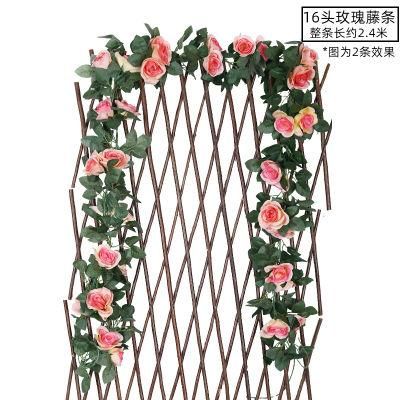 Artificial Rose Rattan Artificial Flower Silk Flower Plastic Flower Plant Wedding Background Home Decoration-White