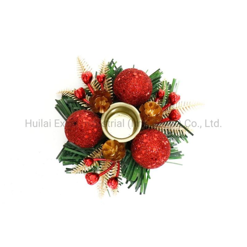 Christmas Candle Holders Mini Xmas Wreath Candlestick New Year Decorative Candlestick